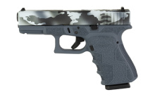 19 Gen3, Striker Fired, Semi-automatic, Polymer Frame Pistol, Compact, 9MM, 4.02" Barrel, Grey Multicam Slide With Sniper Grey Frame, Fixed Sights, 15 Rounds, 2 Magazines, Laser Engraved Frame, Optic Cut 300-110-0105-04