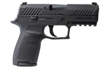 P320, Double Action Only, Compact Frame, 45 ACP, 3.9" Barrel, Polymer Frame, Black Finish, 9Rd, 2 Mags, Massachusetts Compliant, Fixed Night Sights 320C-45-BSS-MA