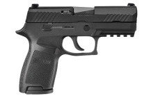 P320, Double Action Only, Compact Frame, 9MM, 3.9" Barrel, Polymer Frame, Black Finish, 10Rd, 2 Mags, Massachusetts Compliant, Fixed Night Sights 320C-9-BSS-MA