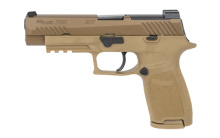 P320, M17 Full Size Semi-automatic Pistol, Striker Fired, 9MM, 4.7" Barrel, Polymer Frame, Modular Polymer Grip, Coyote Finish, 10Rd, 2 Steel Mags, Siglite Night Sights w/NS Plate, Rail 320F-9-M17-10