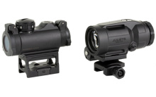 ROMEO-MSR & JULIET5-Micro Combo, 2 MOA Red Dot, 20mm Objective, 5x Power Magnifier, 24mm Objective,  90 Degree Push Button Flip Mount, Matte Finish, Black SORJ72501