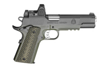 Loaded, Operator Marine Corps, 1911, Full Size Pistol, 45ACP, 5" Match Grade Barrel, Stainless Steel Frame, Black Armory Kote Slide & Olive Drab Armory Kote Frame Finish, 3-Dot Tritium Night Sights, Ambidextrous Safety, G-10 Grips, 7Rd, Trijicon RMR Sigh