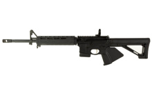 SAINT 5.56, Semi-automatic, AR, 223 Remington/556NATO, 16" Barrel, 1:8 Twist, Muzzle Brake Included, Black, Magpul Fixed Stock, Strike Industries Featureless Grip, Mid-Length Gas System, 6lbs 10oz, Flip Up Rear, 10 Rounds, 2 Magazines, Includes HEX Drago