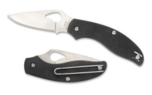 Byrd Tern Slipit, 2.75" Folding Knife, Plain Edge, Leaf-Shape, 8Cr13MoV/Satin, Black G10, Oval Thumb Hole/Pocket Clip BY23GP