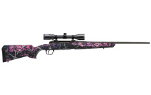Axis XP Camo Compact, Bolt Action, 7MM-08, 20" Barrel, Black Color, Muddy Girl Camo Polymer Stock, Right Hand, Weaver 3-9x40 Scope, 4Rd, Detachable Box Magazine 57273