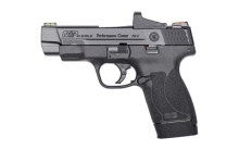 Shield M2.0 Performance Center Ported, Semi-automatic, Striker Fired, Compact, Performance Center Tuned Action, Optic Ready Slide, 4MOA Red Dot Sight Included, 45 ACP, 4" Barrel, Polymer Frame, Black Armornite Finish, 6 & 7Rd, 2 Magazines, Cleaning Kit I
