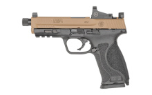 M&P 2.0, Striker Fired, Semi-automatic, Polymer Frame Pistol, Full Size, 9MM, 4.6" Threaded Barrel, Armornite Finish, Flat Dark Earth Slide, Black Frame, Interchangeable Palmswell Grip Inserts, Suppressor Night Sights, 17 Rounds, Spec Series Pistol Kit -