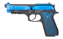 PT92, Full Size, 9MM, 5" Barrel, Alloy Frame, Polished PVD Blue Slide, G10 Blue and Black Grips, 2 Magazines, 17Rd 2-920151-PVD2