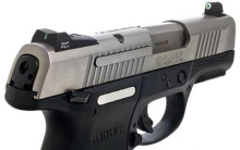 24/7 Big Dot Tritium Front, Tritium Stripe Rear, Express Sight Set, Fits Ruger SR9,SR9C,SR49,&SR40C, Green with White Outline RP-0007S-5