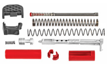 Zev Upper Parts Kit, 9MM, ZEV Skelotonized Firing Pin, ZEV 2lb Firing Pin Spring, ZEV Polished FPS, ZEV FPS Lightened Spring, ZEV Aluminum Backplate, Extractor, Extractor Spring and Plunger PK-UPPER-9