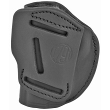 4 Way Holster, Leather Belt Holster, Right Hand, Stealth Black, Fits Glock 48 and S&W EZ380, Size 1 4WH-1-SBL-R