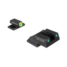 Trooper Sight Set, Fits S&W Bodyguard 2.0, LumiGreen with Tritium Front, Tritium Serrated Rear with  Black Outline SWBG-822