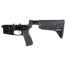 Bravo Company, Complete Lower Receiver, AR-15, Multi Caliber, Anodized Finish, Black, BCM SOPMOD 0 Widebody Stock, 7075 T6 Aluminum, Factory Cosmetic Blem BCMLRG-STK-MOD-0-SPMD-BLK-COSMO