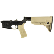 Bravo Company, Complete Lower Receiver, AR-15, Multi Caliber, Anodized Finish, Flat Dark Earth, BCM SOPMOD 0 Widebody Stock, 7075 T6 Aluminum, Factory Cosmetic Blem BCMLRG-STK-MOD-0-SPMD-FDE-COSMO