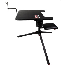 Swivel Action Shooting Bench, Seat and Top Swivel 360 Degrees, Extended Armrests, Adjustable Rubber Coated Gun Rest, 2 Shell Gear Pockets, Rated for 300LBS, Black BC-MSB300