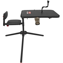 Xtreme Shooting Bench, Seat and Top Swivel Together or Independently 360 Degrees, 2 Shell Gear Pockets, Adjustable Rubber Coated Gun Rest, Interchangeable Accessories, Cup Holder, Gear Basket Gear Hook, Rated for 300LBS, Black BC-MSB500