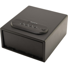 Single Pistol Vault, 11"x8"x5", Trio Lock-Key, LED Code and Biometric Fingerprint Reader, Standard Front Style Safe, Black, BD70TV