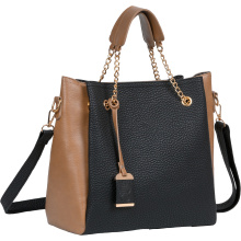 Tote Purse with Holster, Black and Tan, Leather BDP-061