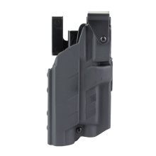 Slick Dity Light Holster with Hood, Outside Waistband Duty Holster, Fits GLOCK 19/45 with Light, Right Hand, Kydex Construction, Black, Includes (3)-Shims and Drop Offset Mount 185170