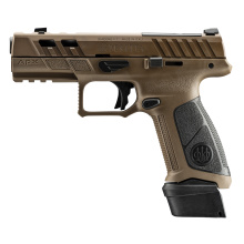 APX-A1, Semi-automatic, Striker Fired, Polymer Frame Pistol, Full Size, 9MM, 4.25" Ported Barrel, Matte Finish, Flat Dark Earth, Black Serrated Rear Sight, Orange High-Vis Front Sight, Optic Ready, (1)-21 Round Magazine and (2)-17 Round Magazines JAXA1F9