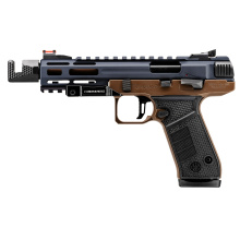 B22 Jaguar Metal Competition, Semi-automatic, Internal Hammer Single Action Only, Full Size, 22 LR, 5.25" Threaded Barrel with Tandemkross Compensator, Bronze and Gray, Ambidextrous Safety, Fiber Optic Front Sight, Optic Ready, 10 Rounds, 2 Magazines JB2