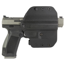 TP9SFx, Striker Fired, Semi-automatic, Polymer Frame Pistol, 9MM, 5.2" Match Grade Barrel, Tungsten Slide, Black Frame, Warren Tactical Sights, 10 Rounds, 2 Magazines, Includes Holster, Interchangeable Backstraps and Four Red Dot Interface Plates HG4192G