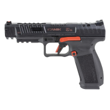 SFX Rival, Semi-automatic, Striker Fired, Full Size, 9MM, 5", Black With Red Controls, 18 Rounds, 2 Magazines, Fiber Front & Adjustable Rear Sights, Polymer, With MO3 Optic HG6610RV-N