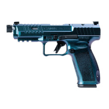 METE SFT Pro, Striker Fired, Semi-automatic, Polymer Frame Pistol, Full Size, 9MM, 5" Threaded Barrel, 1/2x28 Thread Pitch, Matte Finish, Black, Tritium Front Sight with Black Rear, Flared Magwell, Optic Ready, Aluminum Trigger, 2 Magazines, (1) 20 Round