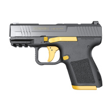 METE MC9, Semi-automatic, Striker Fired, Poylmer Frame Pistol, Micro Compact, 9MM, 3.18" Barrel, Matte Finish, Black With Gold Accents, Optic Ready, 2 Magazines, (1)-12 Round, (1)-15 Round, Includes 3 Grip Back Straps, Magazine Loader, Custome Holster, C