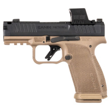 METE MC9 Prime, Semi-automatic, Striker Fired, Polymer Frame Pistol, Compact, 9MM, 3.6" Barrel, Compensated Slide and Barrel with Blast Chamber, Night Fision Tritium Sights, Optics Ready, Matte Finish, Flat Dark Earth Frame, Black Slide, 17 Rounds, 2 Mag