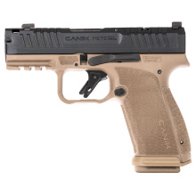 METE MC9 Prime, Semi-automatic, Striker Fired, Polymer Frame Pistol, Compact, 9MM, 3.6" Barrel, Compensated Slide and Barrel with Blast Chamber, Night Fision Tritium Sights, Optics Ready, Matte Finish, Flat Dark Earth Frame, Black Slide, 10 Rounds, 2 Mag