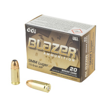 Blazer, 9MM, 115 Grain, Jacketed Hollow Point, 20 Rounds per Box 5239A