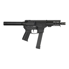 Banshee MKGs, Semi-automatic Pistol, 9MM, 8" Threaded Barrel, 1/2x28, CMMG Zeroed Linear Compensator, Cerakote Finish, Armor Black, M-LOK Handguard, CMMG Zeroed Polymer Grip, Pistol Tube, Manual Safety, 33 Rounds, 1 Magazine, Accepts GLOCK Pattern Magazi