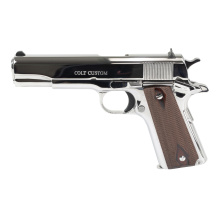 Government, 1911, Semi-automatic, Metal Frame Pistol, Full Size, 45 ACP, 5" Barrel, Bright Stainless Steel Finish, Rosewood Checkered Grips, Fixed Sights, 8 Rounds, 1 Magazine O1911C-BS