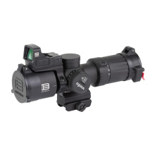 Vudu, Rifle Scope, 4-12X Magnification, 36mm Objective, First Focal Plane, Compatible with Mini-ACOG Mounts, MR5 Illuminated MRAD Reticle, Black, Includes EFLX 3 MOA Red Dot and Mount VDU4-12PKG1