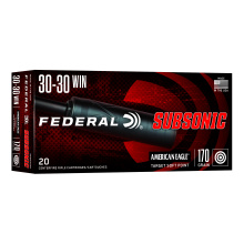 American Eagle, 30-30 Winchester, 170 Grain, Target Soft Point, Subsonic, 20 Round Box 3030SUB1