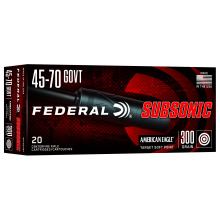 American Eagle, 45-70 Government, 300 Grain, Target Soft Point, Subsonic, 20 Round Box 4570SUB1