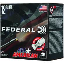 All American, 12 Gauge, 2.75", #7.5, 3 Dram, 1 1/8 oz, Lead, 25 Rounds per Box FAA12H 7.5