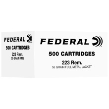 Federal, 223 Remington, 55 Grain, Full Metal Jacket, 500 Rounds per Box FC223F500