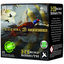 Hi-Bird Fiber Wad, 12 Gauge, 2.75", #5 Shot, 1 1/4oz, Bismuth Shot, 25 Round Box HVFB12HW 5