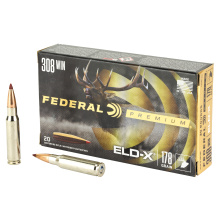 Federal Premium, Extremely Low Drag eXpanding, 308 Winchester, 178 Grain, Polymer Tip, 20 Round Box P308ELDX1
