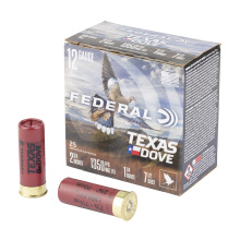 Texas Dove, 12 Gauge, 2.75", #7.5, 1 1/4oz, Shot Shell Ammunition, Lead, 25 Round Box TXD12H 7.5