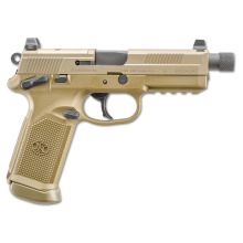 FNX-45 Tactical, DA/SA, Semi-automatic, Full Size Pistol, 45 ACP, 5.3" Threaded Barrel, Polymer Frame, Flat Dark Earth Finish, Suppressor Height Night Sights, 15Rd, 5 Magazines, Fired Case, Manual Safety, Optics Ready 66-101634
