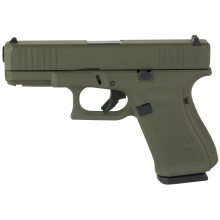 19, GEN 5, Semi-automatic, Striker Fired, Compact, 9MM, 4.02", OD Green, Interchangeable, 15 Rounds, 3 Mags, Front Serrations, Fixed Sights, Polymer, DLC PA195S204-OD