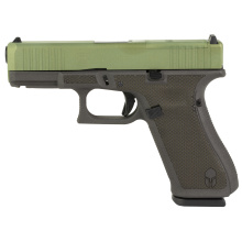 45 MOS 9MM, 4.02", Interchangeable, 17 Rounds, 3 Mags, Agoge Green With Cobalt Frame And Laser Engraved, Fixed Sights, Polymer, Skydas Cerakote PA455S204MOS-AGCBLAS