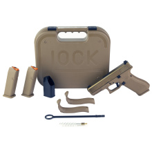 19XV, V Series, Striker Fired, Semi-automatic, Polymer Frame Pistol, Compact, 9MM, 4.02" Barrel, Glock Marksman Barrel, nPVD Finish, Coyote, No Finger Grooves, Glock Night Sights, Ambidextrous Slide Stop Lever, 10 Rounds, 3 Magazines, Coyote Colored Pist