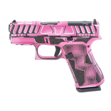 43X M.O.S., Semi-automatic, Striker Fired, Polymer Frame Pistol, Sub-Compact, 9MM, 3.41" Barrel, Custom Pink Anime Cerakote Finish by Shark Coast Tactical, Pink, Black and White, Fixed Sights, 10 Rounds, 2 Magazines UX4350204FRAPINK-SCT