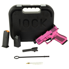 43X M.O.S., Semi-automatic, Striker Fired, Polymer Frame Pistol, Sub-Compact, 9MM, 3.92" Threaded Barrel, 1/2X28 Thread Pitch, Custom Bubblegum Cerakote Finish by Shark Coast Tactical, Pink, Fixed Sights, 10 Rounds, 2 Magazines UX4350204FRBBGM-SCT