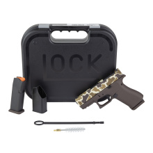 43X M.O.S., Semi-automatic, Striker Fired, Polymer Frame Pistol, Sub-Compact, 9MM, 3.41" Barrel, Custom Duck Camo Cerakote Finish by Shark Coast Tactical, Brown and Tan, Fixed Sights, 10 Rounds, 2 Magazines UX4350204FRDUCK-SCT