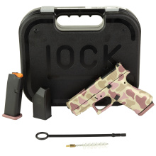43X M.O.S., Semi-automatic, Striker Fired, Polymer Frame Pistol, Sub-Compact, 9MM, 3.41" Barrel, Custom Light Duck Camo Cerakote Finish by Shark Coast Tactical, Tan, Green and Brown, Fixed Sights, 10 Rounds, 2 Magazines UX4350204FRDUCKNSSCT